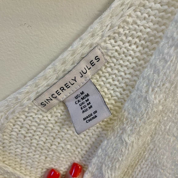 SINCERELY JULES knit tank top white heart v neck size medium blogger fav - Picture 5 of 7
